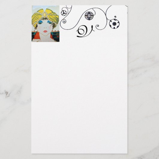 FRAU MIT ORIENTAL YELLOW TURBAN / Beauty Fashion Briefpapier (Vorderseite)