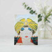 FRAU MIT ORIENTAL YELLOW TURBAN / Beauty Fashion Postkarte (Stehend Vorderseite)