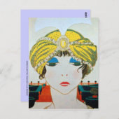 FRAU MIT ORIENTAL YELLOW TURBAN / Beauty Fashion Postkarte (Vorne/Hinten)
