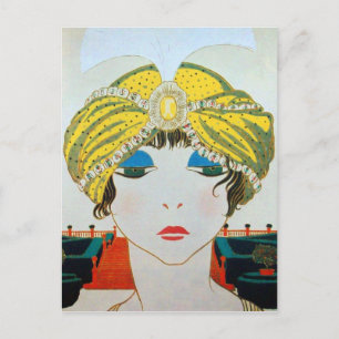 FRAU MIT ORIENTAL YELLOW TURBAN / Beauty Fashion Postkarte