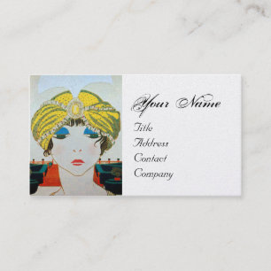 FRAU MIT ORIENTAL YELLOW TURBAN / Beauty Fashion Visitenkarte