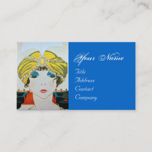FRAU MIT ORIENTAL YELLOW TURBAN / Beauty Fashion Visitenkarte