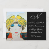 FRAU MIT ORIENTAL YELLOW TURBAN BRAUTPARTY EINLADUNG (Rückseite)