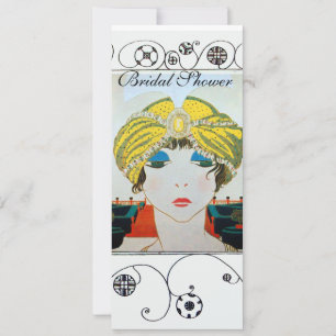 FRAU MIT ORIENTAL YELLOW TURBAN BRAUTPARTY EINLADUNG