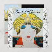 FRAU MIT ORIENTAL YELLOW TURBAN BRAUTPARTY EINLADUNG (Vorne/Hinten)