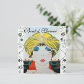 FRAU MIT ORIENTAL YELLOW TURBAN BRAUTPARTY EINLADUNG (Stehend Vorderseite)