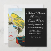 FRAU MIT ORIENTAL YELLOW TURBAN BRAUTPARTY EINLADUNG (Rückseite)