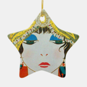 FRAU MIT ORIENTAL YELLOW TURBAN Star Keramikornament