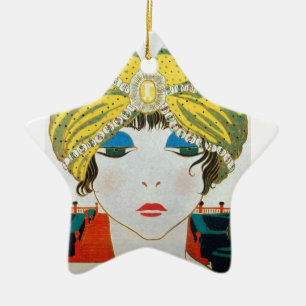FRAU MIT ORIENTAL YELLOW TURBAN Star Keramikornament