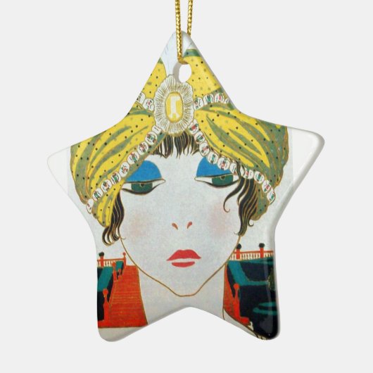 FRAU MIT ORIENTAL YELLOW TURBAN Star Keramikornament (Links)