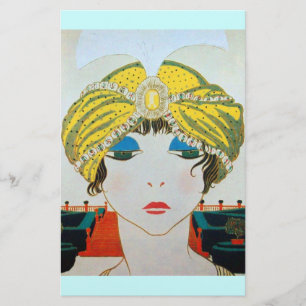 FRAU MIT ORIENTALISCHEM GELBEN TURBAN / Schönheit  Briefpapier