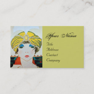 FRAU MIT ORIENTALISCHEM GELBEN TURBAN / Schönheit Visitenkarte