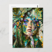 Frau mit Papagei, Postkreuz Postkarte (Vorne/Hinten)