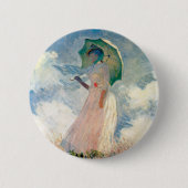 Frau mit Parasol Claude Monet Vintage Kunst Button (Vorderseite)