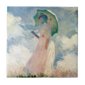 Frau mit Parasol Claude Monet Vintage Kunst Fliese (Vorderseite)
