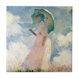 Frau mit Parasol Claude Monet Vintage Kunst Fliese