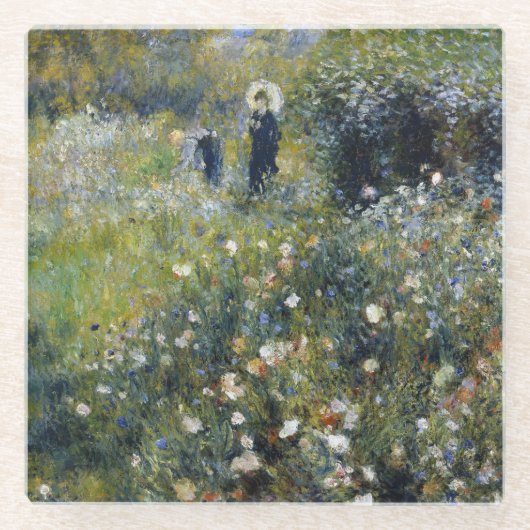 Frau mit Parasol im Garten von Auguste Renoir Glasuntersetzer (Vorderseite)