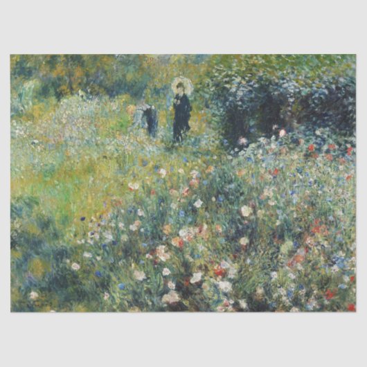 Frau mit Parasol im Garten von Auguste Renoir Seidenpapier (Vorderseite)