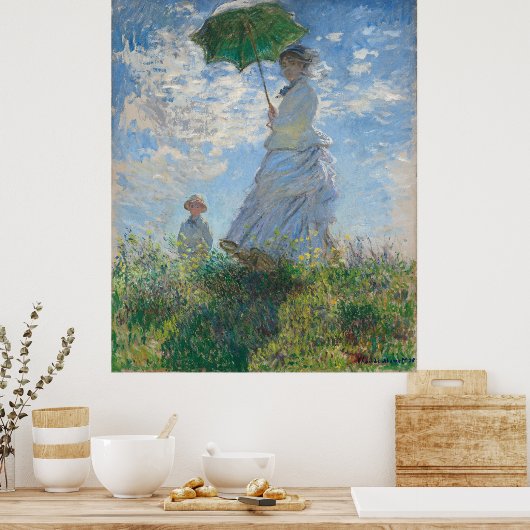 Frau mit Parasol Poster (Küche)