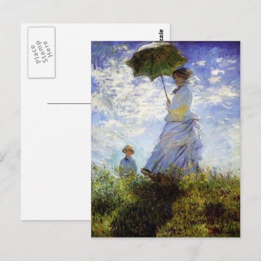 Frau mit Parasol Postkarte (Vorne/Hinten)