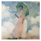 Frau mit Parasol Promenade Fliese (Vorderseite)
