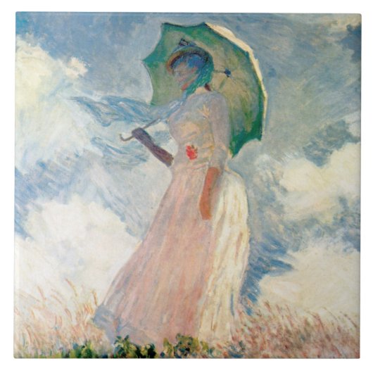 Frau mit Parasol Promenade Fliese (Vorderseite)