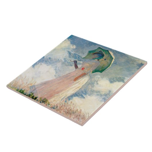 Frau mit Parasol Promenade Fliese (Seite)