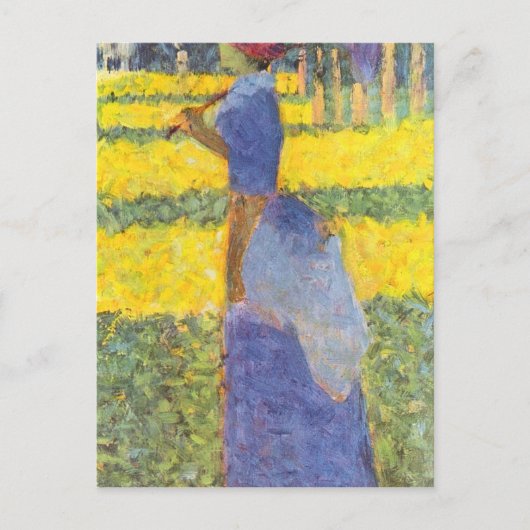 Frau mit Parasol von Georges Seurat Postkarte (Vorderseite)