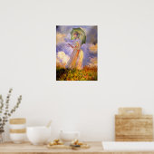 Frau mit Parasolbezug Links - Leinwand drucken Poster (Küche)