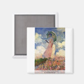 Frau mit Parasolstudie von Claude Monet Magnet (Vorderseite/Rückseite)