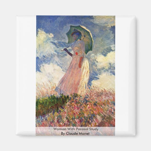 Frau mit Parasolstudie von Claude Monet Magnet (Vorne)