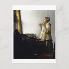 Frau mit Pearl Necklace von Johannes Vermeer Postkarte