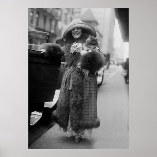 Frau mit Pekingese, Anfang des 19. Jahrhunderts Poster (Vorne)