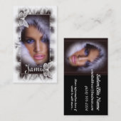 Frau mit Pelz-/Schmetterlings-Salon-Visitenkarten Visitenkarte (Vorne/Hinten)