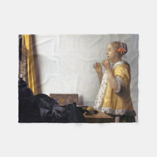 Frau mit Perlenschnur, Johannes Vermeer Fleecedecke (Vorderseite (Horizontal))