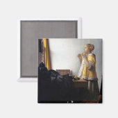 Frau mit Perlenschnur, Johannes Vermeer Magnet (Vorderseite/Rückseite)