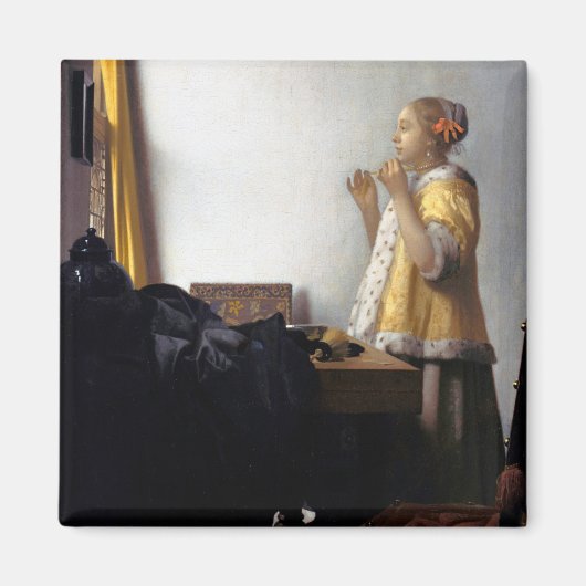 Frau mit Perlenschnur, Johannes Vermeer Magnet (Vorne)