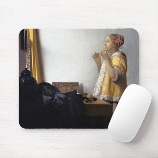 Frau mit Perlenschnur, Johannes Vermeer Mousepad (Mit Mouse)