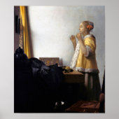 Frau mit Perlenschnur, Johannes Vermeer Poster (Vorne)
