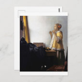 Frau mit Perlenschnur, Johannes Vermeer Postkarte (Vorne/Hinten)