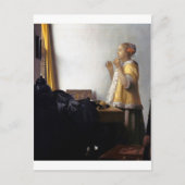Frau mit Perlenschnur, Johannes Vermeer Postkarte (Vorderseite)