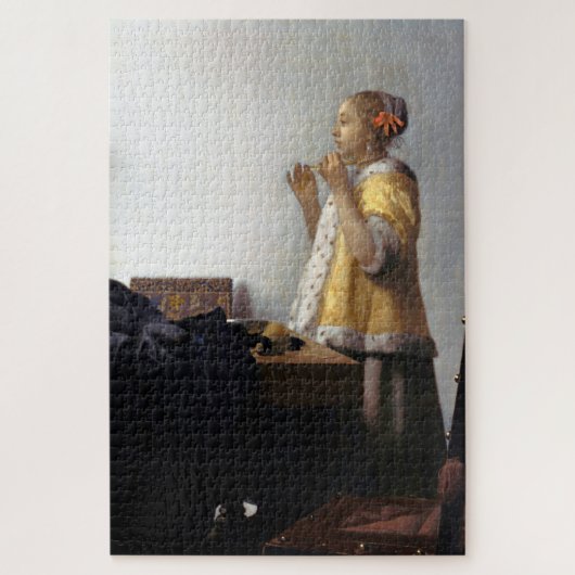 Frau mit Perlenschnur, Johannes Vermeer Puzzle (Vertikal)