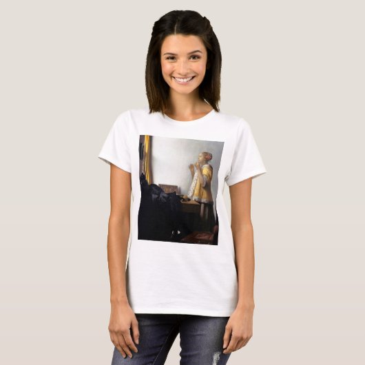 Frau mit Perlenschnur, Johannes Vermeer T-Shirt (Vorne ganz)