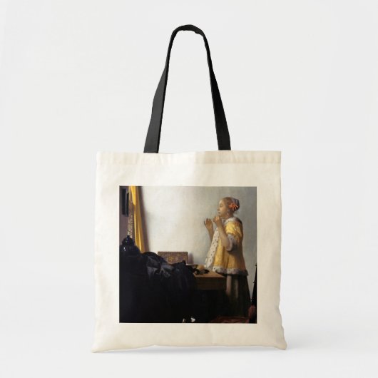 Frau mit Perlenschnur, Johannes Vermeer Tragetasche (Vorne)