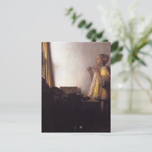 Frau mit Perlenschnur Postkarte (Stehend Vorderseite)