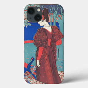 Frau mit Pfauen Art Nouveau Vintage Fine Art Case-Mate iPhone Hülle