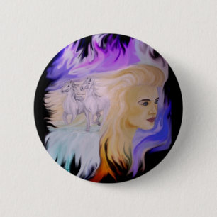 Frau mit Pferd Button