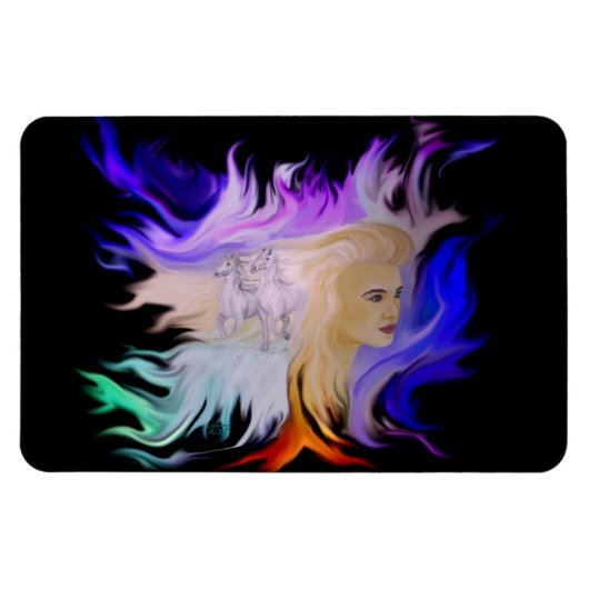 Frau mit Pferd Magnet (Horizontal)
