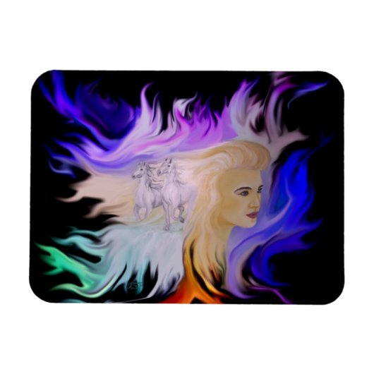 Frau mit Pferd Magnet (Horizontal)