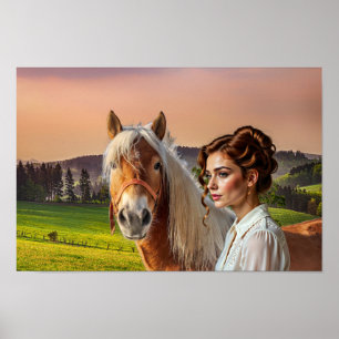 Frau mit Pferd Poster